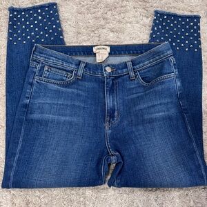 L'Agence Angelique studded high-rise slim raw hem jeans size 27